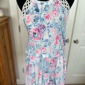 Lilly Pulitzer Floral Jumpsuit in Blue and Pink